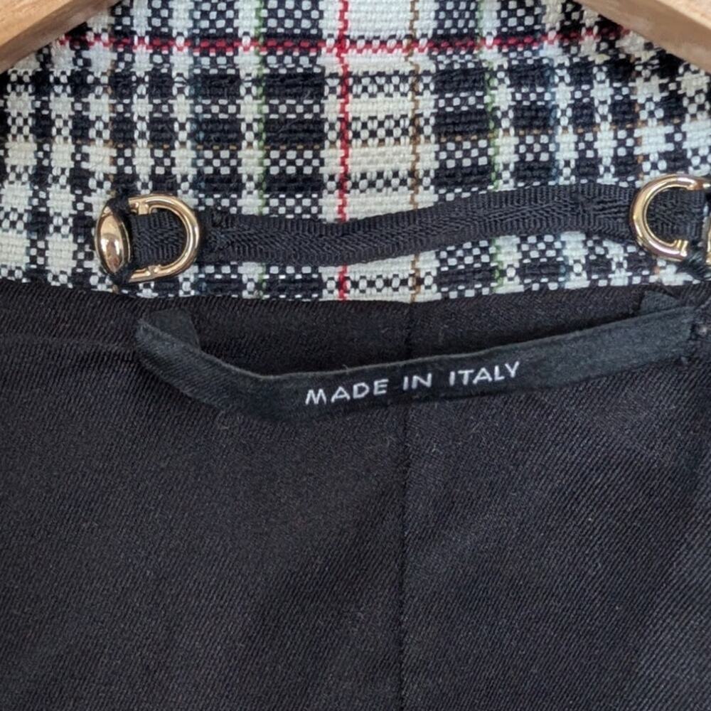 Gucci Double-breasted Long Coat Womens IT40/US 4 Authentic Checked 3/4 Sleeve - Picture 4 of 13